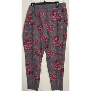 D & Co Active Gray Floral Print Joggers, Pockets, XLP